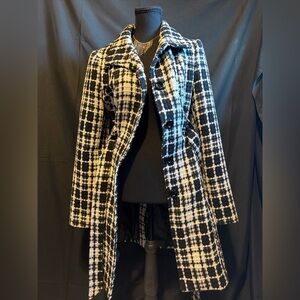 Forever 21 Black and White Plaid Trench Coat